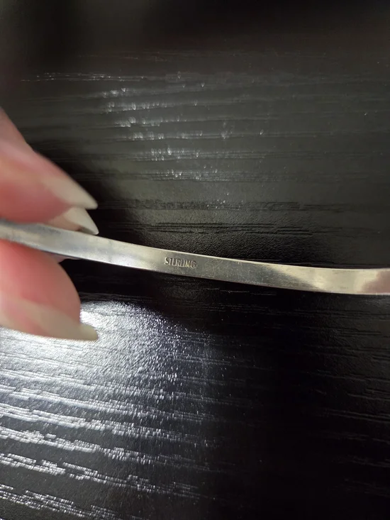 Vintage 925 Sterling Silver Open End Cuff Bracelet Decorative ends Adjustable - Picture 4 of 7